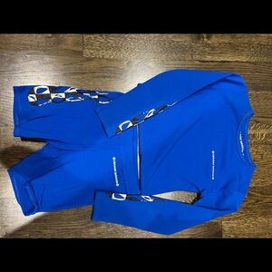 Chrome Hearts Blue Long Sleeve Women's Top with Black and White Accents